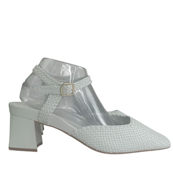 Bared X Pliant Nighthawk White Leather Woven Block Heels Women SZ 42 US 11-11.5 - Picture 1 of 16